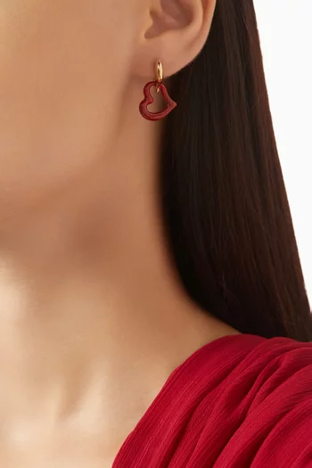 Amour Enamel Drop Earrings in Gold-plated Metal