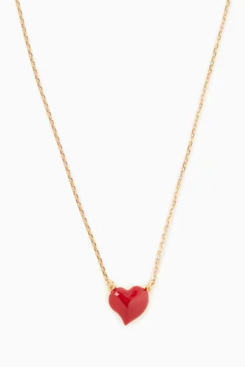 Amour Enamel Pendant Necklace in Gold-plated Metal