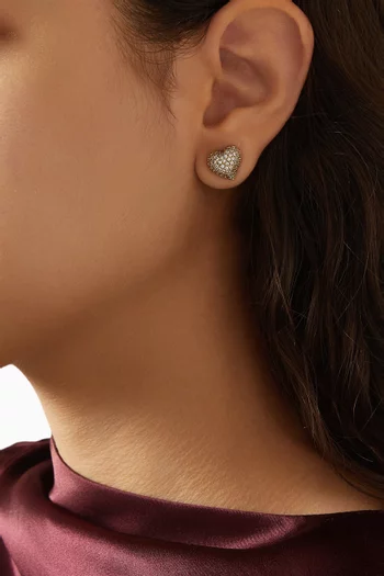 Amour Crystal Stud Earrings in Gold-plated Metal