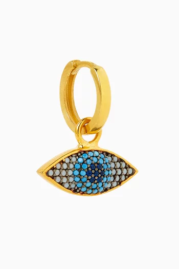 قرط دائري منفرد بتصميم عين الحسود برونز مطلي ذهب عيار 24