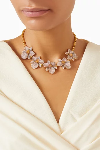 Orchids Crystal Choker in 24kt Gold-plated Bronze