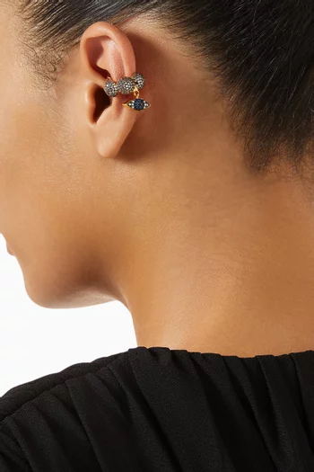 قرط منفرد مهراني بتصميم يحيط بالأذن اليسرى وحلية عين الحسود برونز مطلي ذهب عيار 24