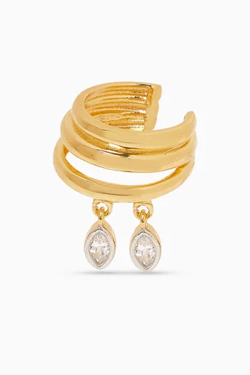 قرط منفرد ماي داي بتصميم محيط بالأذن فضة إسترلينية مطلية ذهب عيار 24