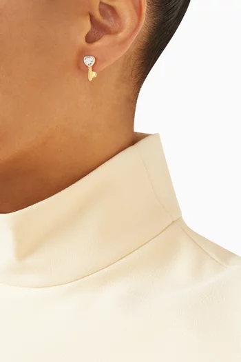 أقراط بحلي على شكل قلب ومفتاح فضة إسترلينية مطلية ذهب عيار 24