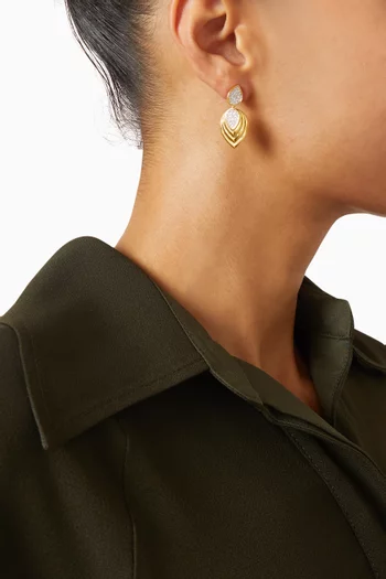 أقراط متدلية مرصعة بالكريستال فضة إسترلينية مطلية ذهب عيار 24