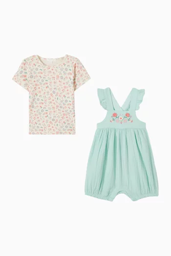 Embroidered Overall Set