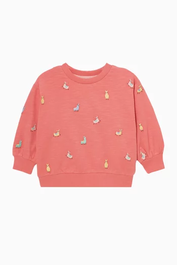 سويت شيرت ويندتشيتر بنقشة لاما قطن عضوي