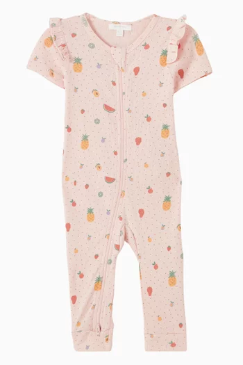 Fruity Pointelle Zip Growsuit in Organic Cotton