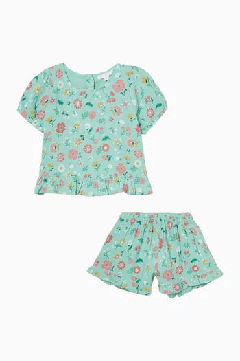 Guava Floral Set in Organic Cotton Muslin