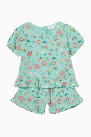 Guava Floral Set in Organic Cotton Muslin