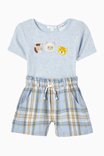 Check Shorts in Organic Cotton Seersucker