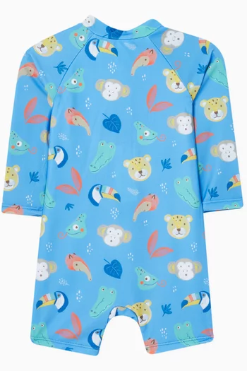 لباس سباحة بأكمام طويلة ونقشة حرباء