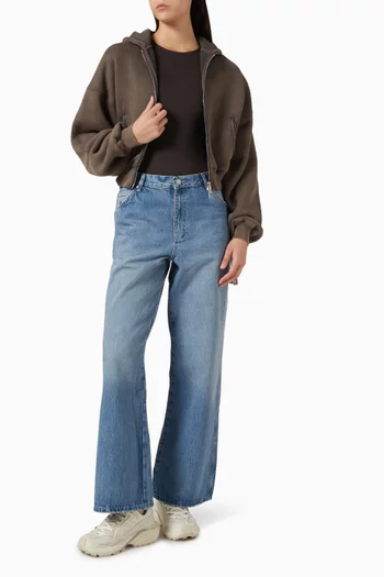 Oversized Initial Crop Hoodie in Fleece