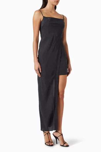 Whiplash Asymmetric Dress in Cupro