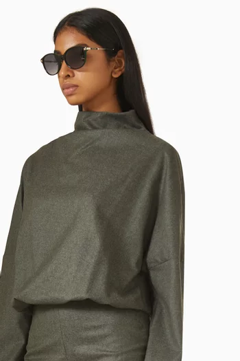 Karlyn Oval Sunglasses in Acetate & Metal