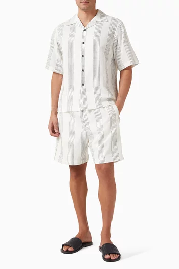 قميص منتجعات بخطوط بارزة قطن