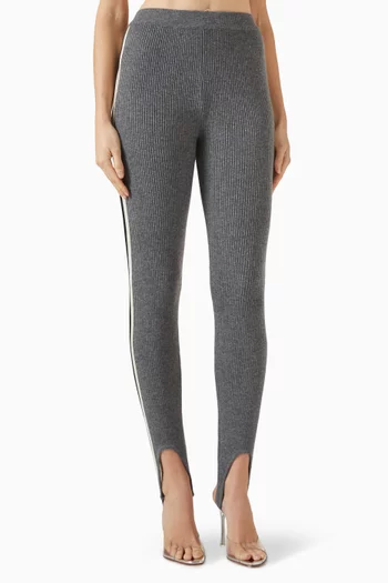 لغينغز منسوج للتزلج بنقشة خطوط وأشرطة أسفل القدم