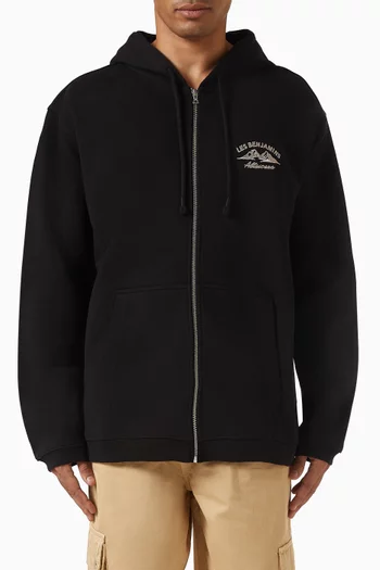 كنزة بغطاء رأس 002 بسحّاب وشعار الماركة قطن