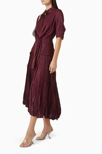 تنورة غير متماثلة بتصميم مجعد فيسكوز