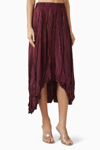 تنورة غير متماثلة بتصميم مجعد فيسكوز