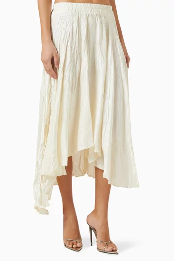 تنورة غير متماثلة بتصميم مجعد فيسكوز