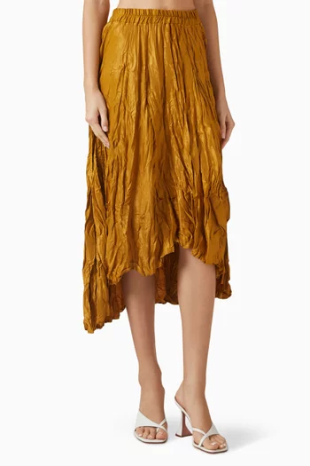 تنورة غير متماثلة بتصميم مجعد فيسكوز