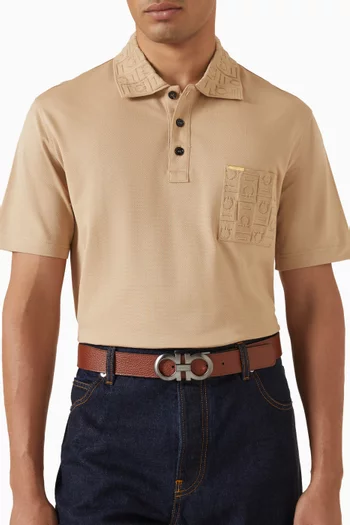 حزام بوجهين قابل للتعديل بحلية جانشيني جلد