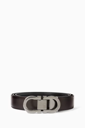 Reversible Gancini Belt in Leather