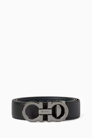 Reversible Gancini Belt in Leather
