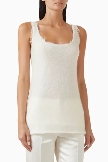 Raw-edge Knit Top in Mohair Blend