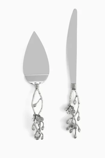 Orchid Wedding Cake Knife & Server Set