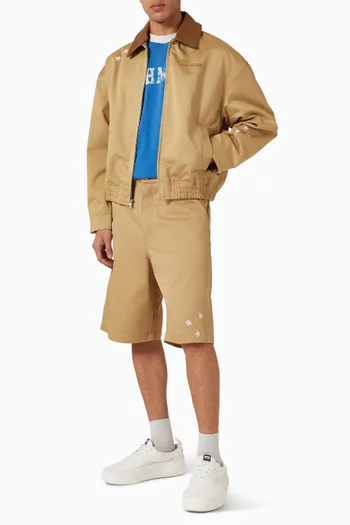 جاكيت وورك وير مزين بزهور وسحّاب قطن