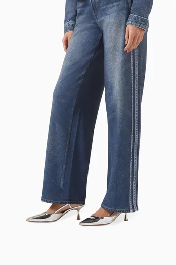 Ascent 55 Mirrored Slingback Pumps in Leather