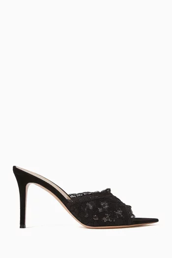 Lace-trim Mules in Suede