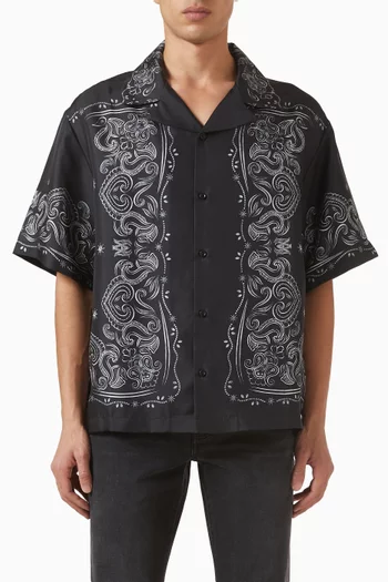 Bandana Paint Oversized Bowling Shirt in Silk