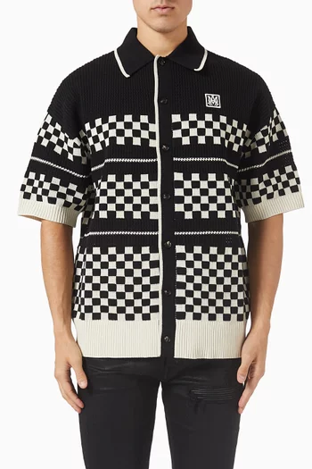 قميص بنقشة مربعات صوف شبكي