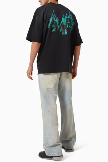 Flames Oversized T-shirt in Cotton