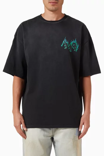 Flames Oversized T-shirt in Cotton