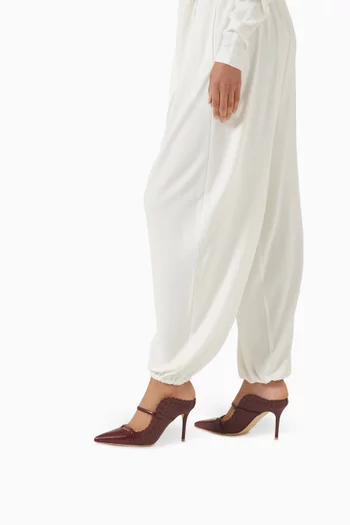 حذاء مورين مفتوح من الخلف بحافة مقصوصة بالليزر بكعب 85 مم جلد نابا