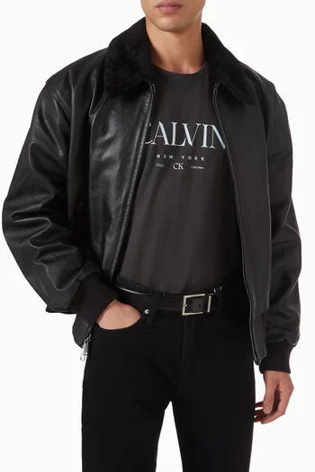 حزام بوجهين بإبزيم مربع وملمس ناعم جلد