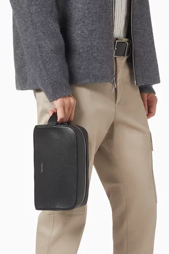 Foil Emboss Toiletry Bag in Leather