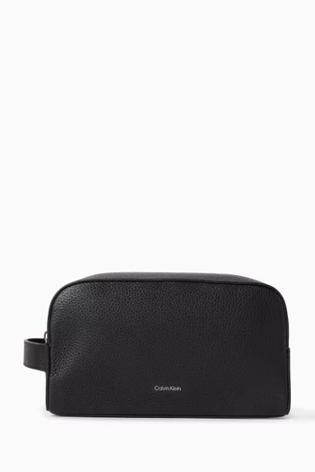 Foil Emboss Toiletry Bag in Leather