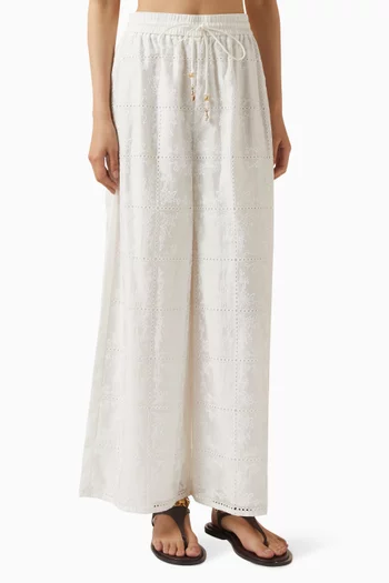 Merritt Embroidered Pants in Lyocell Blend