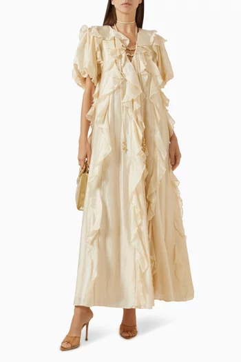 فستان فوياجر طويل مزيج تينسيل