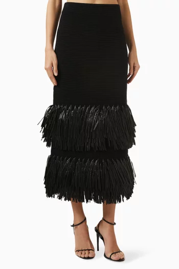 Agave Knit Raffia Skirt in Viscose Blend