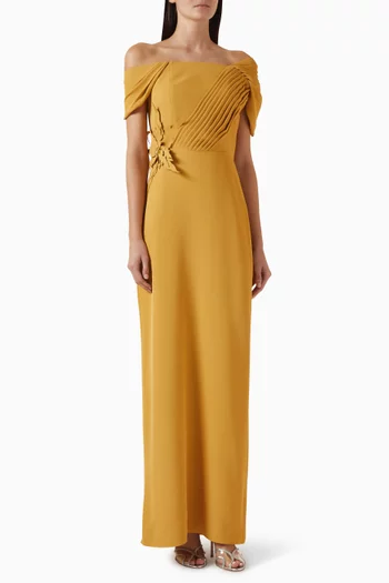 فستان سهرة بأكتاف مكشوفة كريب