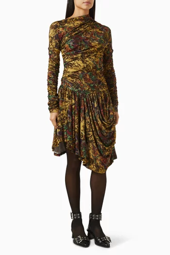Printed Ruched Dress in Jersey