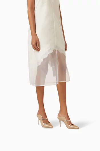 حذاء مورين مفتوح من الخلف بكعب 85 مم ستان وجلد نابا لامع