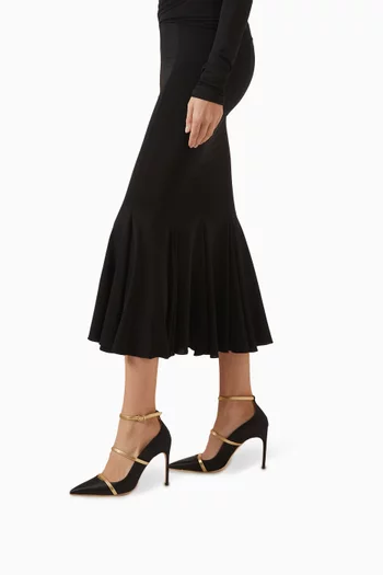 حذاء كلاسيك دياز بكعب 90 مم ستان وجلد نابا لامع