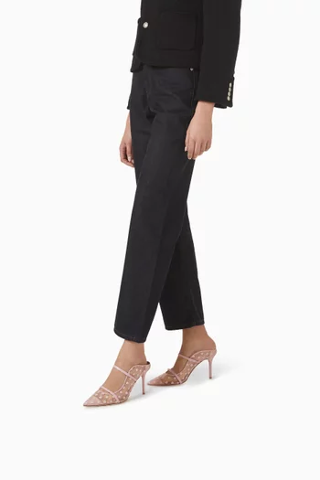 Maureen 85 Mules in Floral Mesh